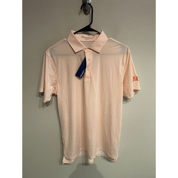 B. Draddy Sport Mens Small Golf Polo Shirt Orange Peach Striped - Picture 1 of 6